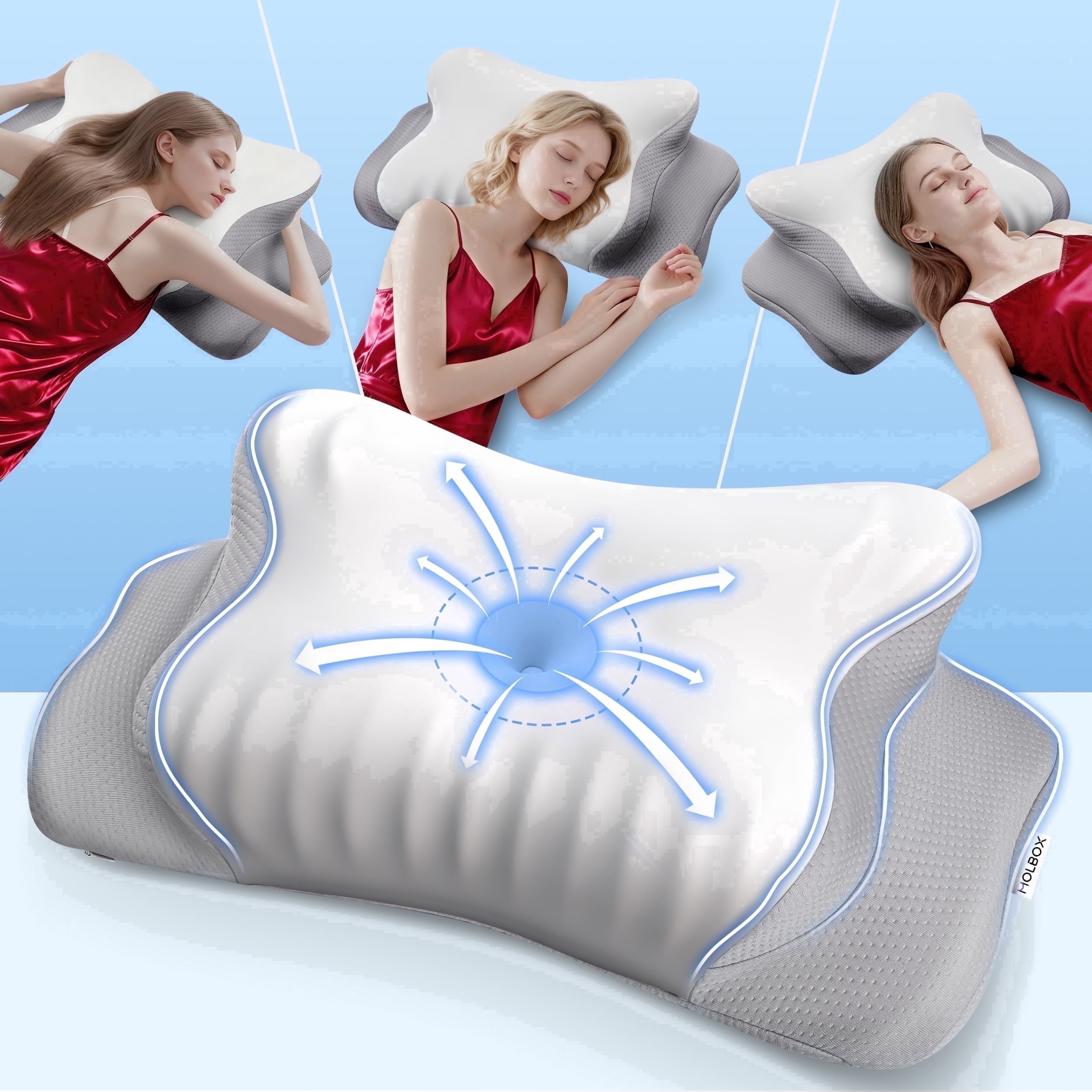 Ergonomic Memory Foam Ergonomic Cervical Pillows，Memory Foam Bed Pillow for Neck & Shoulder Pain Relief for Side Back Stomach Sleepers White - Orthopedic Shredded Foam Bed Pillow Set - Default Title