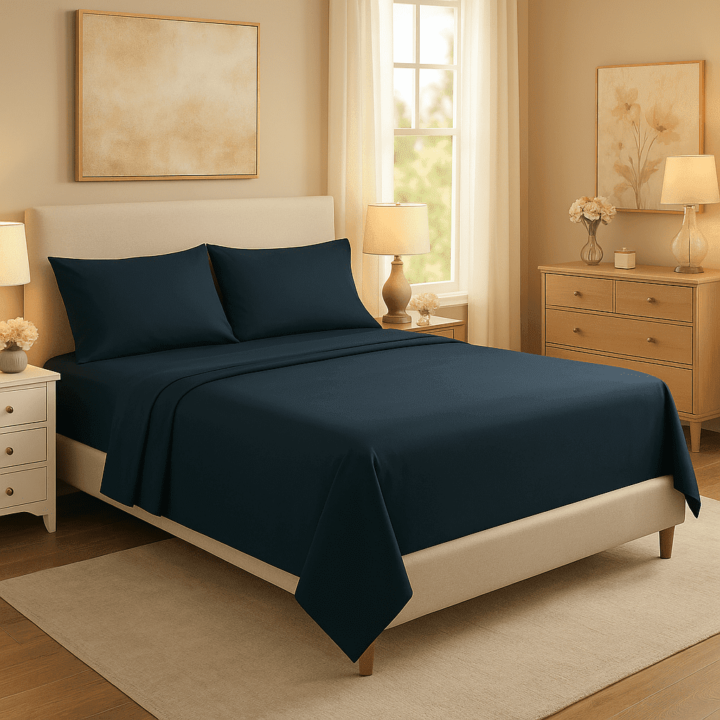 Wrinkle-Resistant 3-Piece Twin Sheet Set, Ultra-Soft 800 Thread Count Microfiber, Deep Pocket, Twin, Blue Indigo - Cooling Hotel Quality Bedding Sheets and Pillowcases - Default Title
