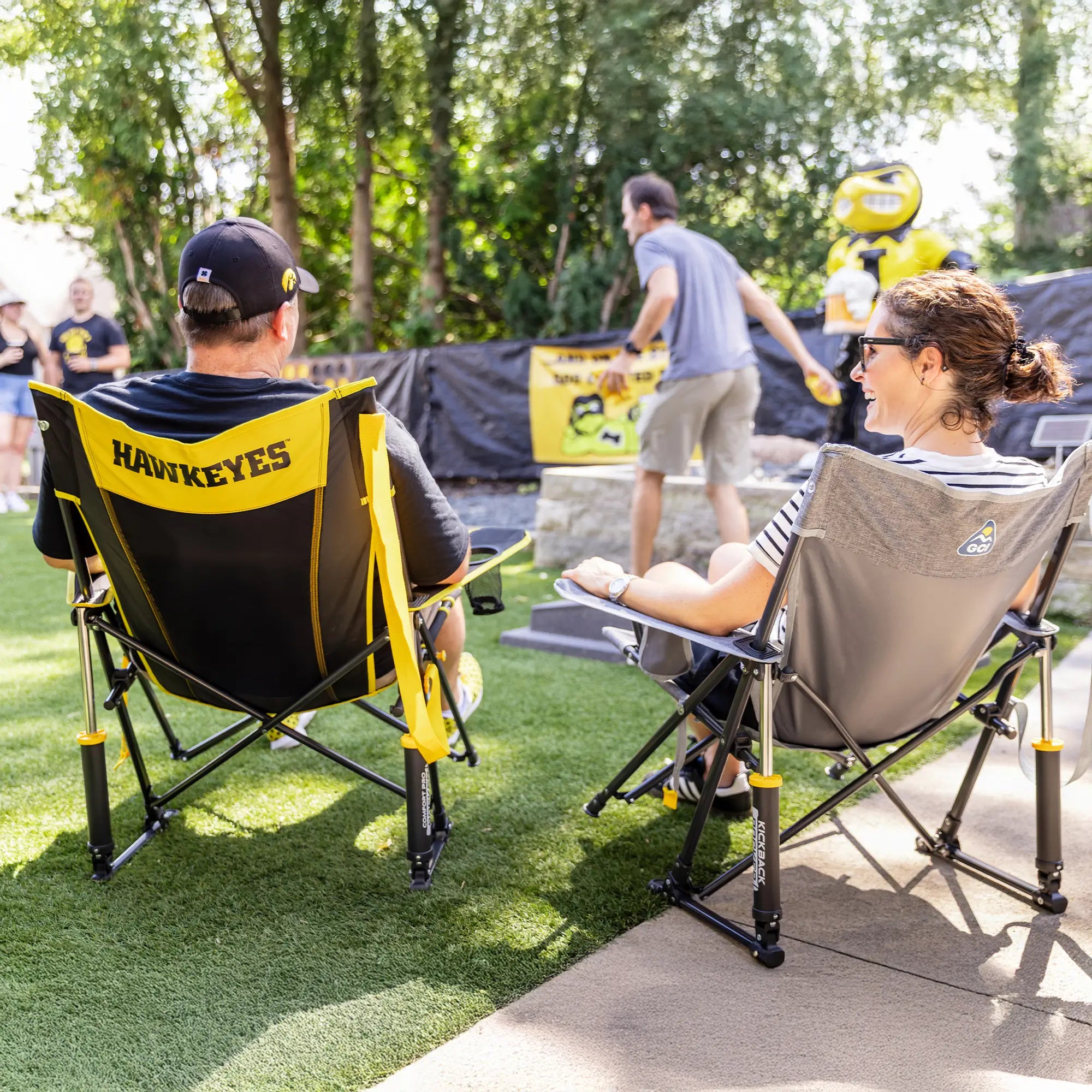 Heavy-Duty Freestyle College Comfort Pro Rocker - Iowa Hawkeyes - Choice 249 - RoadTrip Rocker Smooth Motion Camp Chair Detail