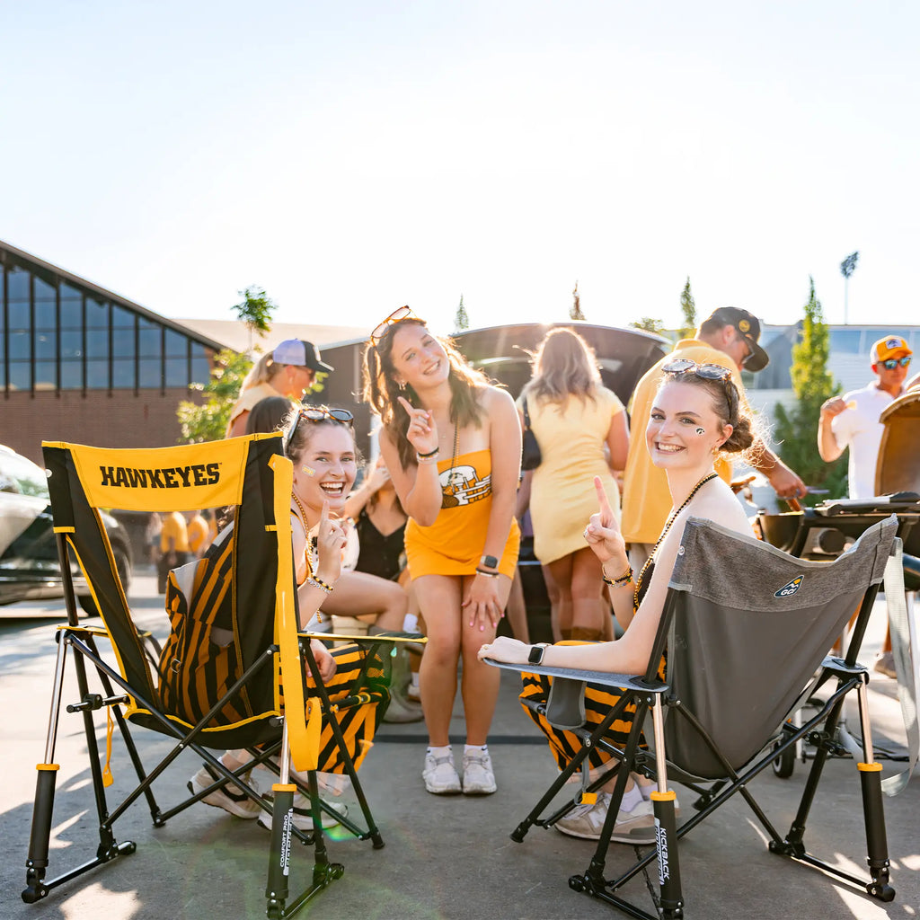 Heavy-Duty Freestyle College Comfort Pro Rocker - Iowa Hawkeyes - Choice 249 - RoadTrip Rocker Smooth Motion Camp Chair Detail