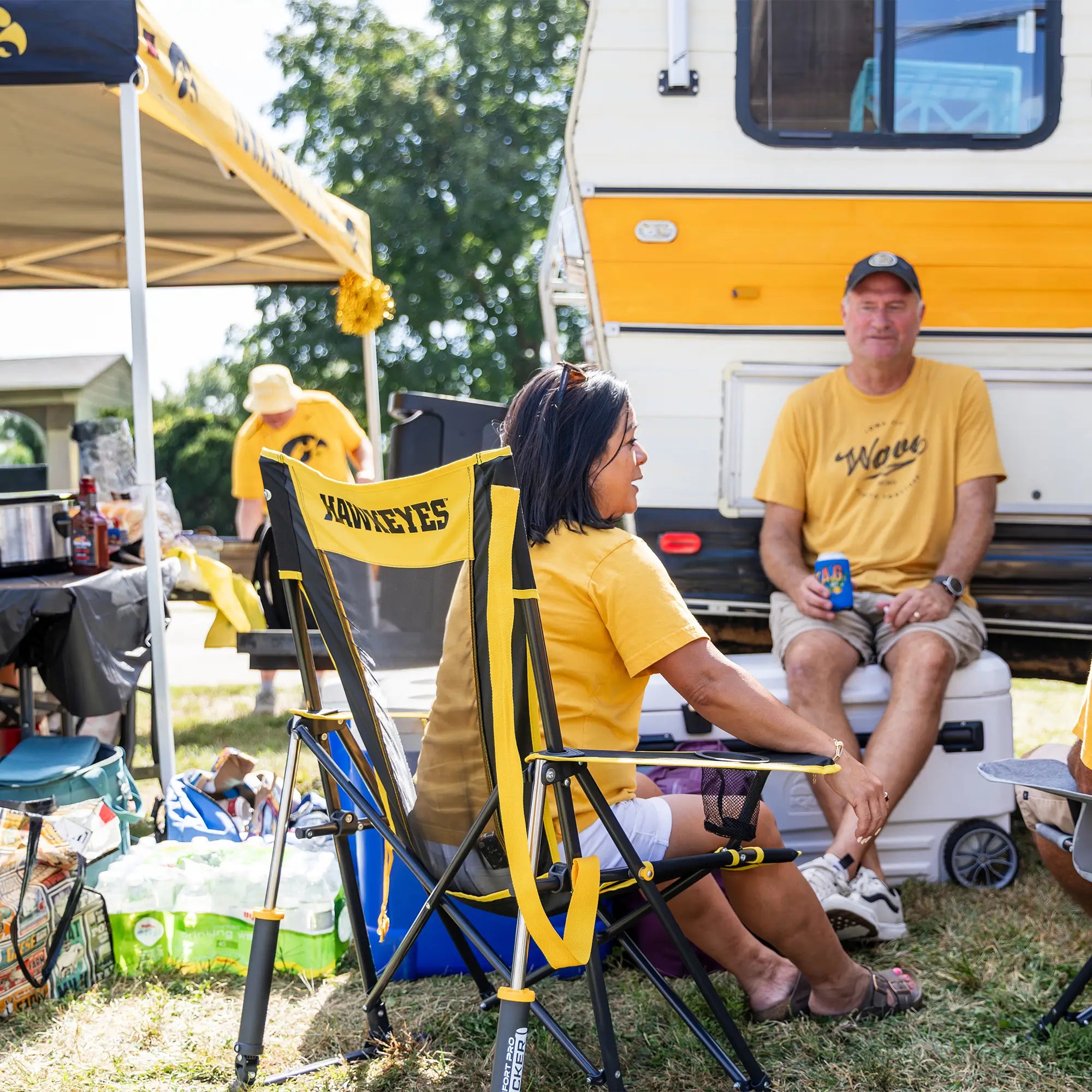 Heavy-Duty Freestyle College Comfort Pro Rocker - Iowa Hawkeyes - Choice 249 - RoadTrip Rocker Smooth Motion Camp Chair Detail