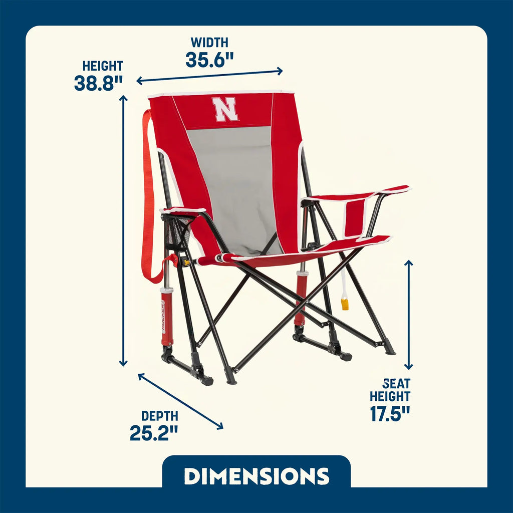 Patented Spring-Action College Comfort Pro Rocker - Nebraska Cornhuskers - Choice 161 - Patented Spring-Action Rocking Chair for Camping Detail