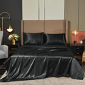 Breathable Luxury Satin Sheets Full Black Luxury Silky Bed Sheets 1800 Microfiber Sheet Set 4 Pcs - Cooling Hotel Quality Bedding Sheets and Pillowcases - Default Title