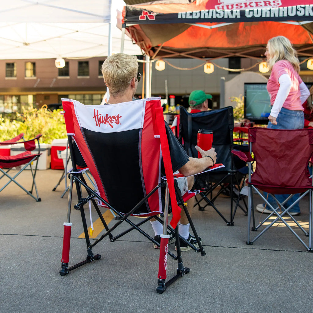 Patented Spring-Action College Comfort Pro Rocker - Nebraska Cornhuskers - Choice 161 - Patented Spring-Action Rocking Chair for Camping Detail