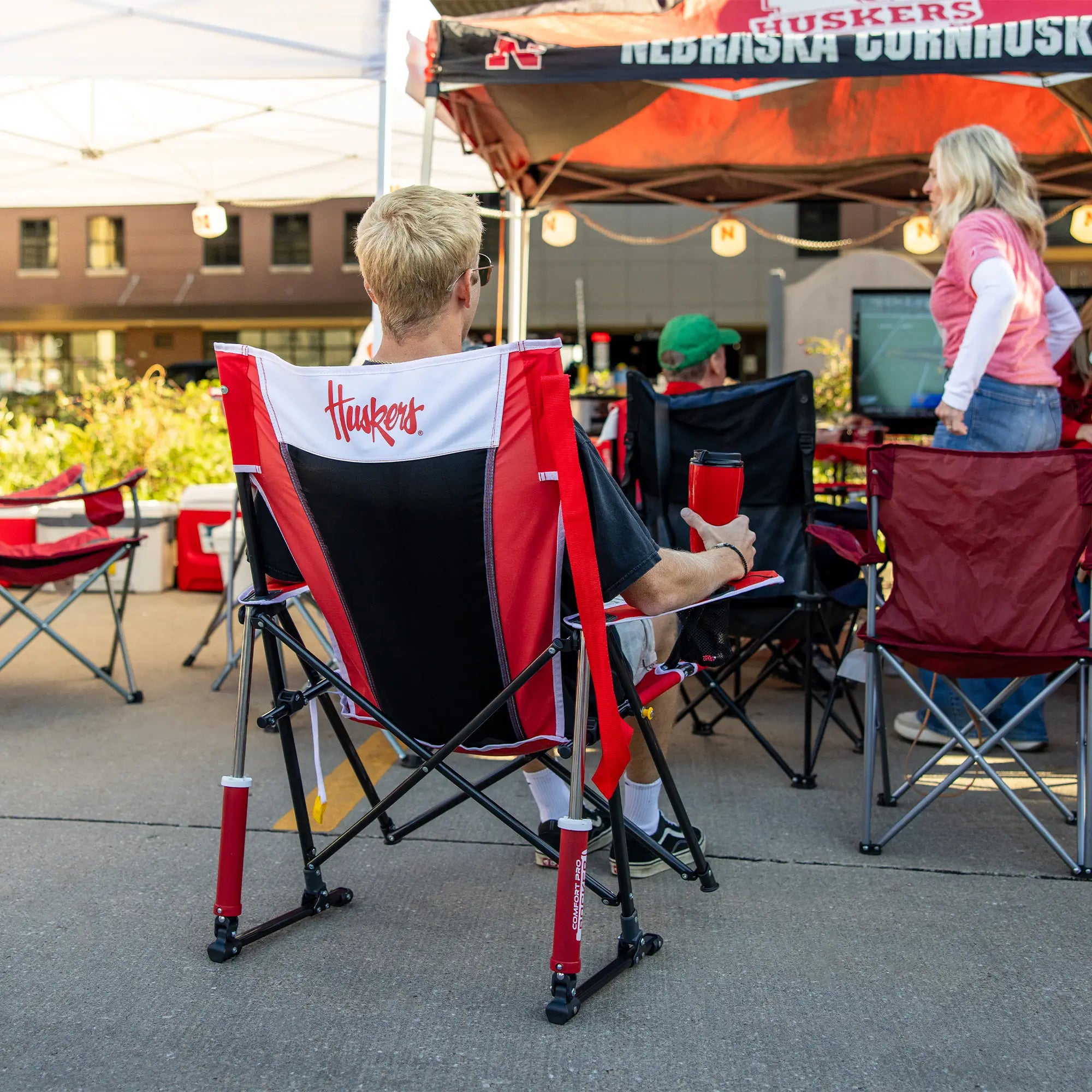 Patented Spring-Action College Comfort Pro Rocker - Nebraska Cornhuskers - Choice 161 - Patented Spring-Action Rocking Chair for Camping Detail