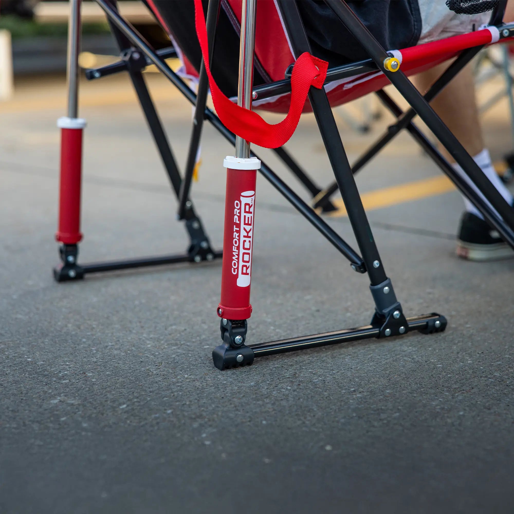Patented Spring-Action College Comfort Pro Rocker - Nebraska Cornhuskers - Choice 161 - Patented Spring-Action Rocking Chair for Camping Detail