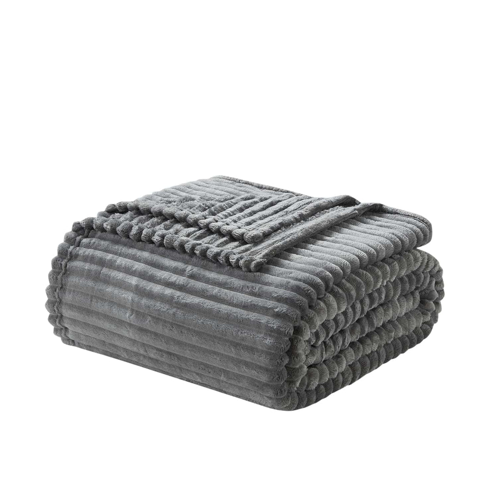 Cozy Fleece Cut Plush Fleece Blanket, Soft Lightweight Fuzzy Luxury Throw Size Bed Blankets for Bed, Throw, Gray - Luxury Knitted Decorative Throw Blanket with Fringes - Default Title