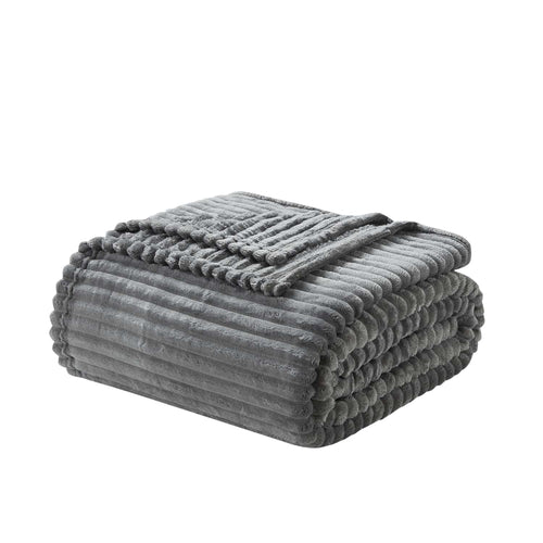 Cozy Fleece Cut Plush Fleece Blanket, Soft Lightweight Fuzzy Luxury Throw Size Bed Blankets for Bed, Throw, Gray - Luxury Knitted Decorative Throw Blanket with Fringes - Default Title