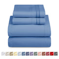 Wrinkle-Resistant Split King Sheet Sets, Deep Pocket 5 Piece, Luxury Soft Microfiber Bed Sheet Sets, BLUE HEAVEN - Breathable Egyptian Cotton Flat & Fitted Sheets - Default Title