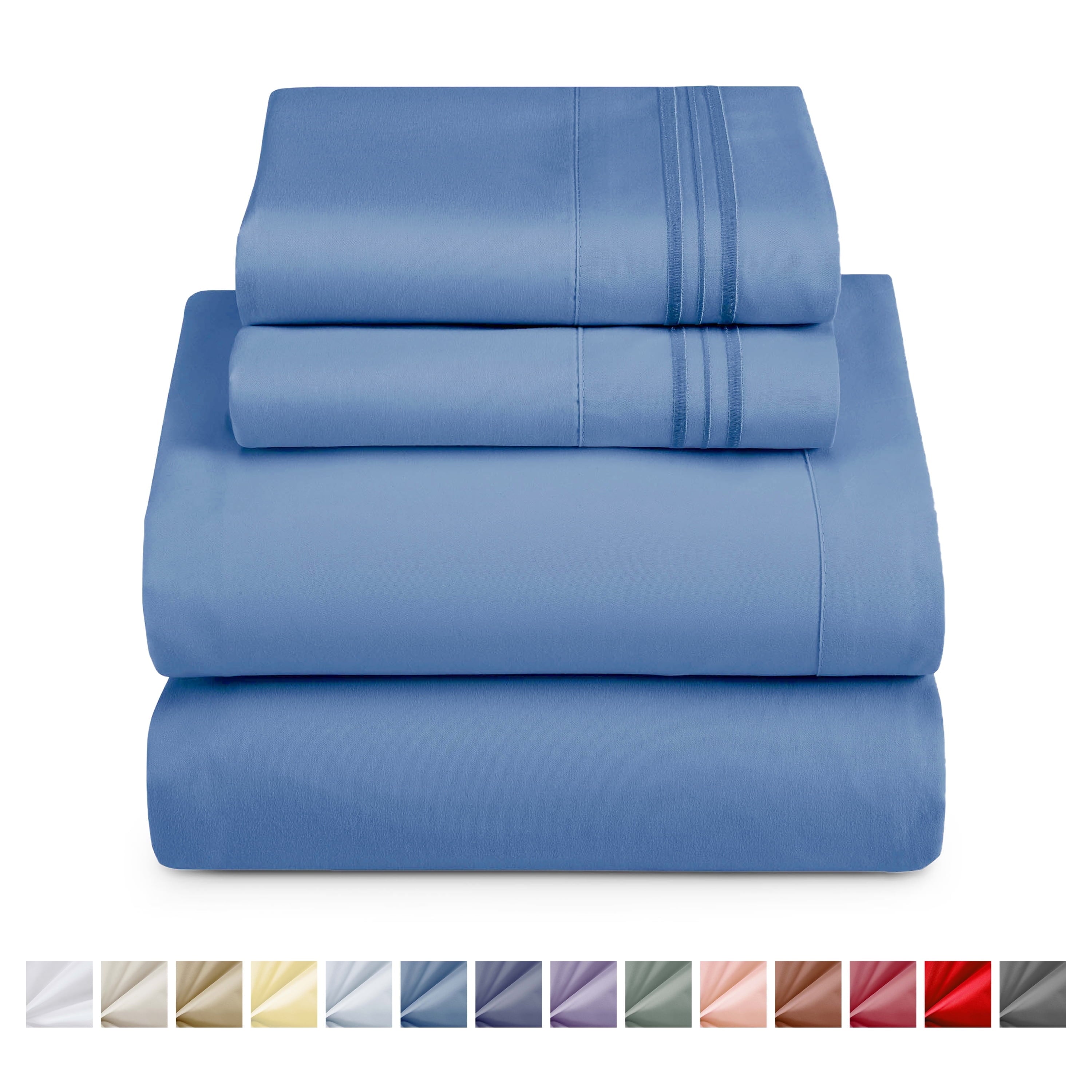 Wrinkle-Resistant Split King Sheet Sets, Deep Pocket 5 Piece, Luxury Soft Microfiber Bed Sheet Sets, BLUE HEAVEN - Breathable Egyptian Cotton Flat & Fitted Sheets - Default Title