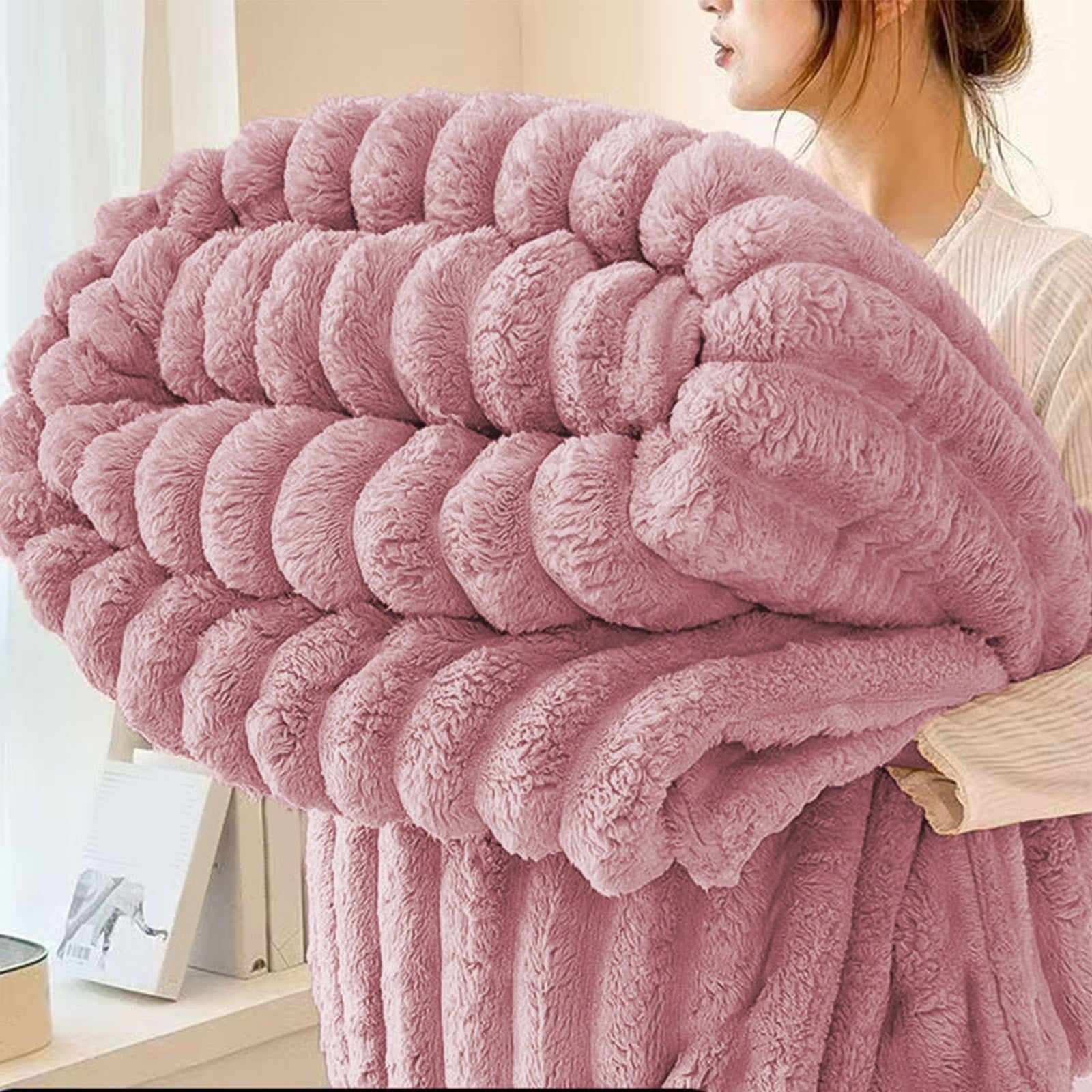 Super Soft Flannel Faux Fur Throw Blanket for Couch, Soft and Thick Double Layer Throw Blanket, Lightweight Plush Fuzzy Luxury Winter Bl... - Super Soft Reversible Sherpa Flannel Blanket - Default Title