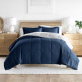Luxurious Quilted 2-Piece Navy & Gray Reversible Down Alternative Comforter Set, Twin/Twin XL - Luxurious Quilted Duvet Cover Set - Default Title