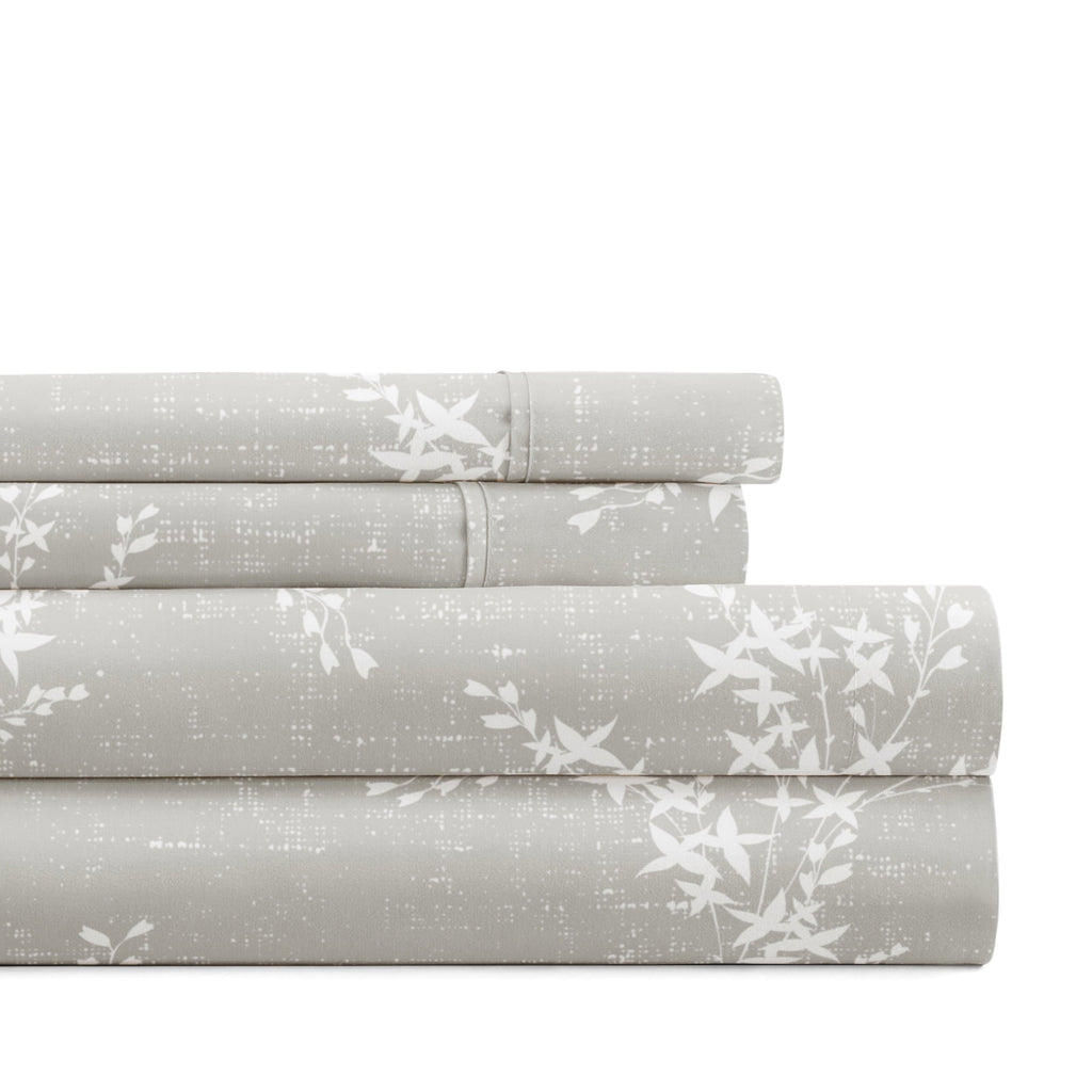 Wrinkle-Resistant 3 Piece Pattern Microfiber Bed Sheets Set, Distressed Willow Light Gray, Twin - Breathable Egyptian Cotton Flat & Fitted Sheets - Default Title