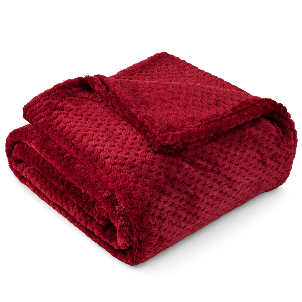Super Soft Flannel Maroon Red Throw Blanket for Couch, Twin Bed, Soft Fleece Throws for Sofa Chair, Fuzzy Waffle Textured Blanket, Cozy ... - Cozy Fleece Throw Blanket for Couch & Bed - Default Title