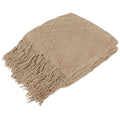 Lightweight Warm Tan Taupe Knit Throw Blanket for Couch Bed, Soft Knitted Farmhouse Sofa Throw for Living Room, Lightweight Decorative... - Super Soft Reversible Sherpa Flannel Blanket - Default Title