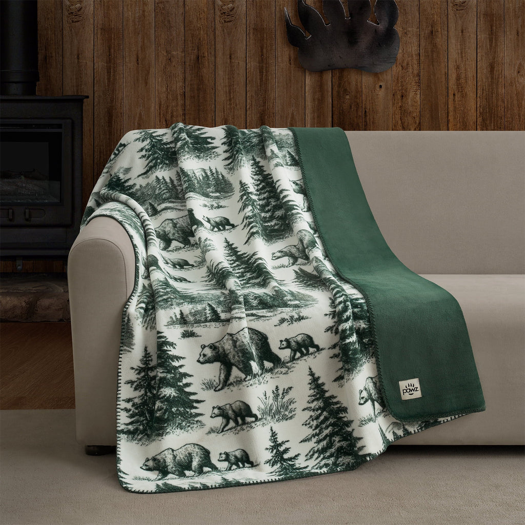 Super Soft Flannel Plush Oversized Throw Blanket for Couch or Bed, Soft Flannel Fleece, Green Pine Trees, 50"x72" - Super Soft Reversible Sherpa Flannel Blanket - Default Title