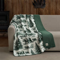 Super Soft Flannel Plush Oversized Throw Blanket for Couch or Bed, Soft Flannel Fleece, Green Pine Trees, 50"x72" - Super Soft Reversible Sherpa Flannel Blanket - Default Title