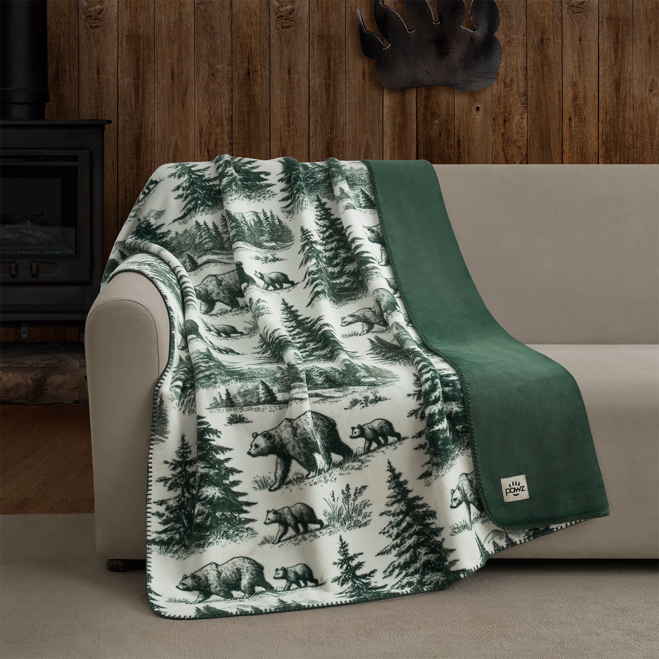 Super Soft Flannel Plush Oversized Throw Blanket for Couch or Bed, Soft Flannel Fleece, Green Pine Trees, 50"x72" - Super Soft Reversible Sherpa Flannel Blanket - Default Title