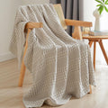 Super Soft Flannel 100% Cotton Waffle Weave Blanket, Lightweight Throw Washed Blanket for Bed Sofa Home Decor, Oatmeal, 50"x60" - Lightweight Plush Warm Blanket for All Seasons - Default Title