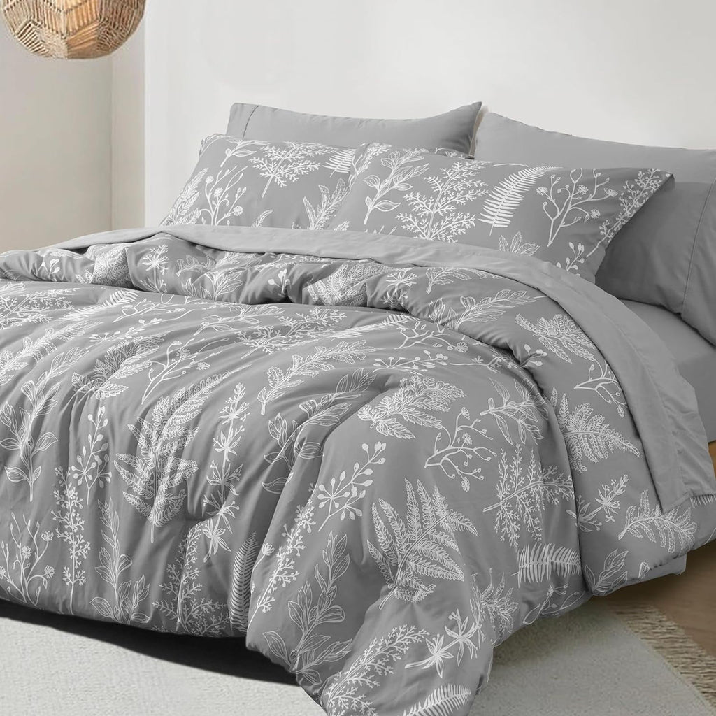 Hypoallergenic Cloud 7 Pieces Printed King Comforter Set, Lightweight Reversible Botanical Bedding Set Include Comforter, Pillow Shams, Fl... - Hypoallergenic Ultra-Fluffy Quilt for Winter - Default Title