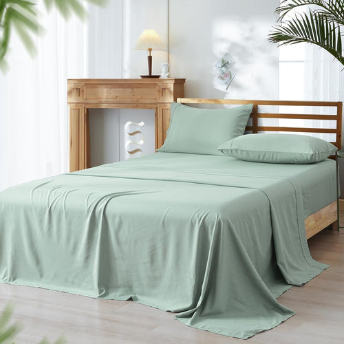 Breathable Luxury Bamboo Bed Sheet Sets, 4 Pieces King Silky Soft Bedding Sheets, 1800 Thread Count 16 Inch Deep Pockets, Sage Green - Premium Ultra-Soft Pillowcase Pair for Sleeping - Default Title