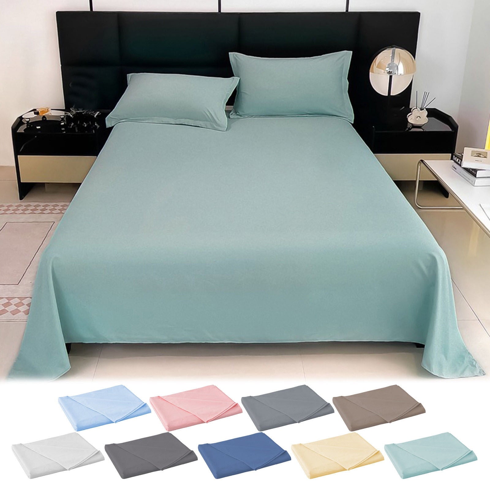Cooling Sateen Color Twin Size Flat Sheet - Hotel Quality Top Flat Bed Sheet Only, Ultra Soft, Comfy, Breathable & Cooling - Fade & ... - Luxury Bed Sheet Set with Deep Pockets - Default Title