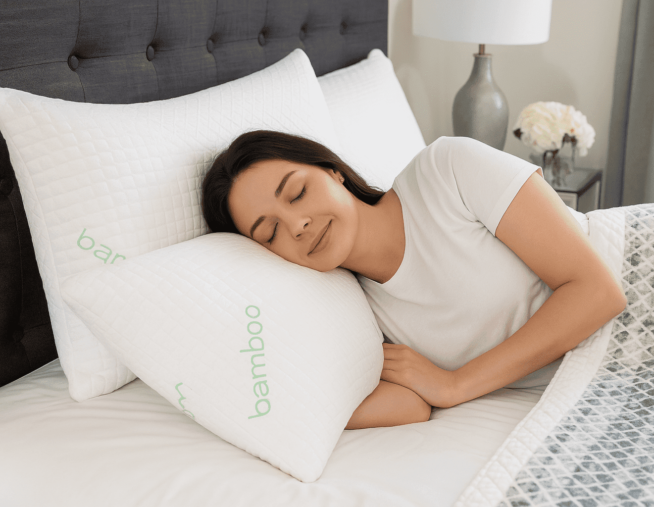 Orthopedic Support Queen Size Bamboo Pillow, Memory Foam Bed Pillows with Washable Pillowcases, Queen - Ergonomic Memory Foam Pillow for Neck Pain Support - Default Title
