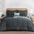 Fluffy Down Alternative 7 Pieces Comforter Set with Sheets - Bed in a Bag with Comforter and All Season Sheets, Pillowcases,Dark Gray,Queen - Cloud-Like Soft Lightweight Bed Comforter - Default Title