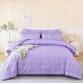 Fluffy Down Alternative 8-Pieces Boho Bedding Set Full Lavender Striped Bed in a Bag for Girls Women Soft Fluffy Purple Comforter Set with Sh... - Cloud-Like Soft Lightweight Bed Comforter - Default Title