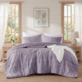 Fluffy Down Alternative Full/Queen Comforter Set, Boho 3-Piece Pintuck Stitching Bedding Set, Soft Washed Pleated Bed Sets with Pillow Shams,... - Cloud-Like Soft Lightweight Bed Comforter - Default Title