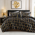 Hypoallergenic Cloud Full/Queen Size Comforter Set, 4-Piece Bedding Set for All Seasons, Geometric Metallic Comforter Bed Set with Decor P... - Luxurious Quilted Duvet Cover Set - Default Title