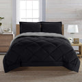 Hypoallergenic Cloud Reversible 3-Piece Comforter Set, Diamond Stitched, King, Black/Grey - All-Season Down Alternative Comforter Insert - Default Title