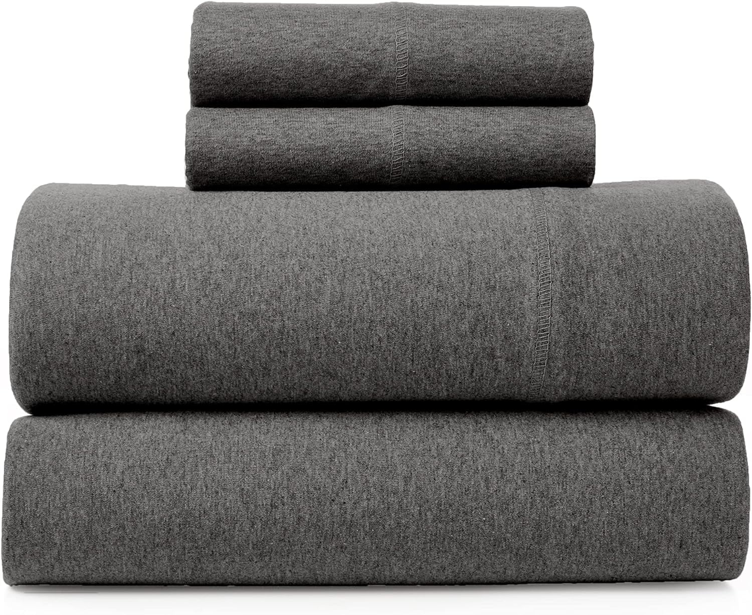 Wrinkle-Resistant Jersey Sheet Set - 4 Pieces Queen Cotton Sheets Set - Stretchable Ultrasoft Luxury Knit Bed Linen (Dark Gray, Queen) - Premium Ultra-Soft Pillowcase Pair for Sleeping - Default Title