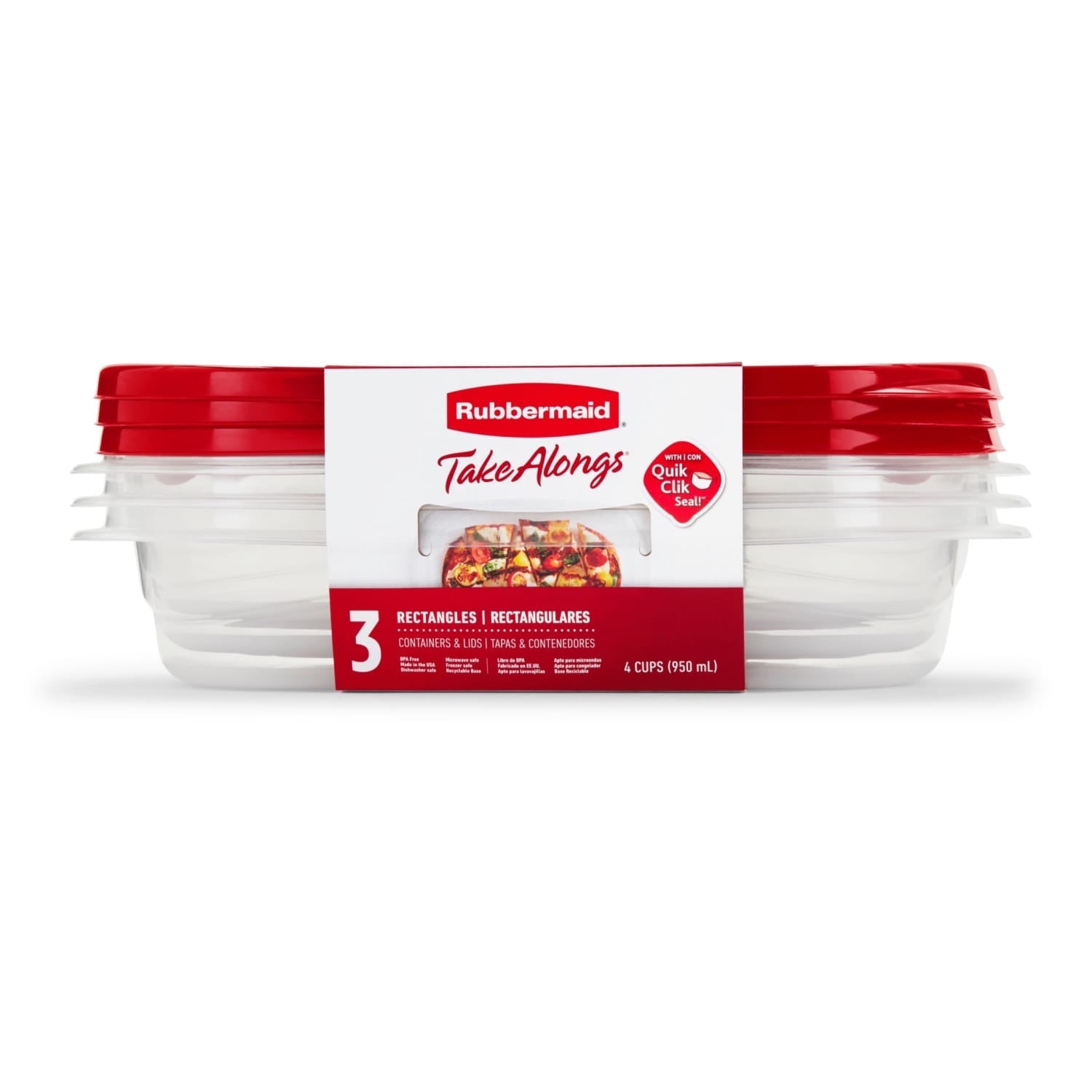 Playful Geometric 4.0-Cup Rectangle Food Storage Containers, Ruby Red, 3 pack - Playful Star & Heart Shaped Geometric NeeDoh - Default Title