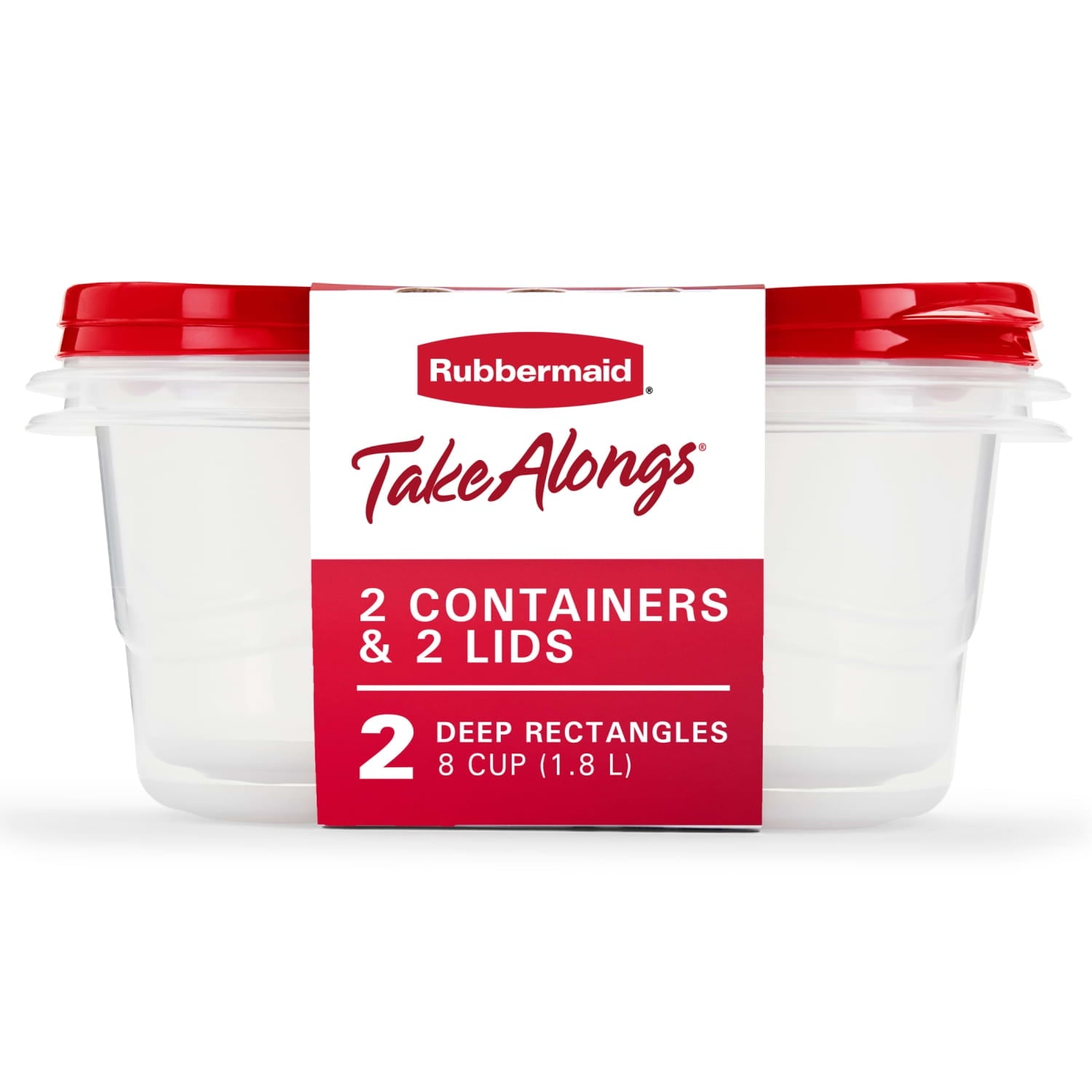 Playful Geometric 8 Cups, 2 Packs, Red, Plastic Deep Rectangle Food Storage Containers - Deliciously Soft Cupcake Sensory Glob - Default Title