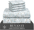 Breathable Luxury 6 Pcs Cotton Sheets - 100% Natural Cotton Soft, Lightweight & Breathable Crispy Percale Bed Sheets, King Size Sheets ... - Premium Ultra-Soft Pillowcase Pair for Sleeping - Default Title