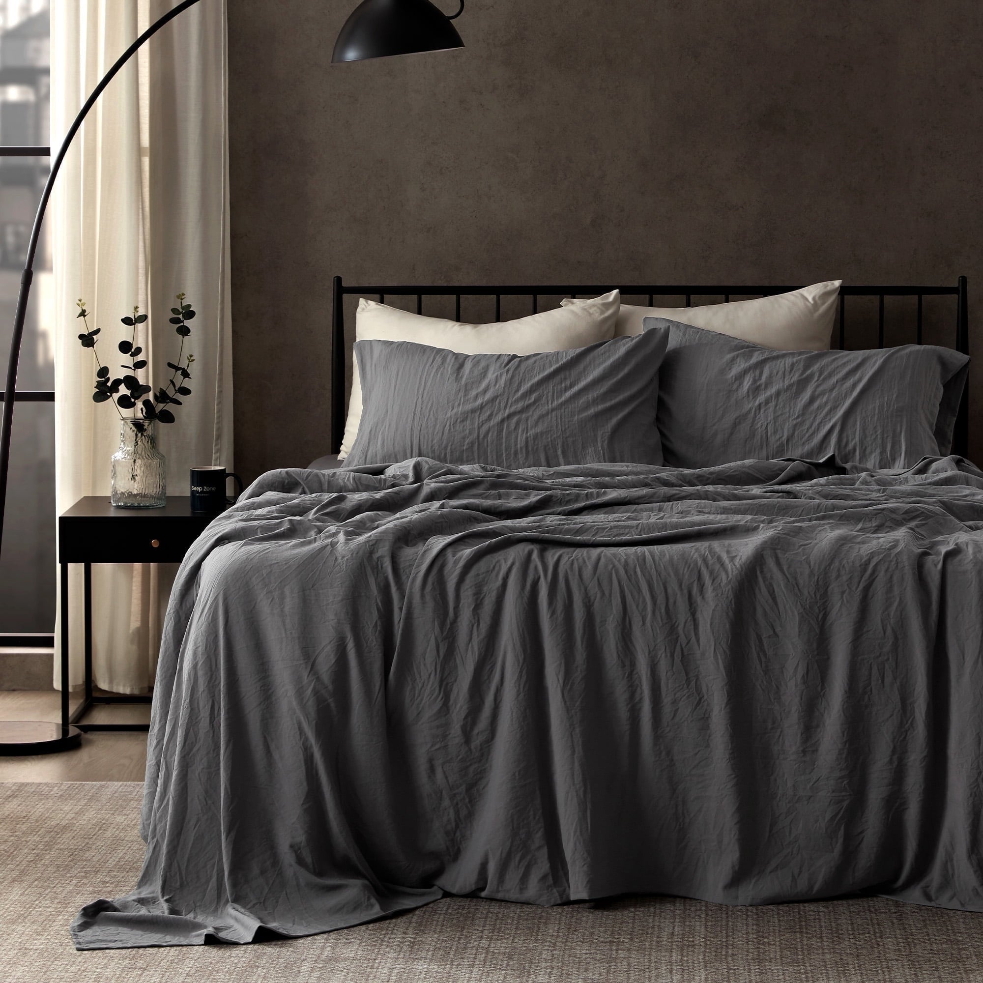 Wrinkle-Resistant Bed Sheets - Full Size Bed Sheets - Washed Microfiber - 4 Piece Hotel Luxury Bedding Sheets with Fitted Sheet, Flat S... - Premium Ultra-Soft Pillowcase Pair for Sleeping - Default Title
