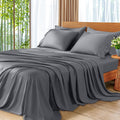 Premium Egyptian Cotton 6 Pieces Bamboo Bed Sheets Set, Luxury Rayon Derived - Deep Pockets - Wrinkle Free - Extremely Soft, Queen, Dark Gray - Premium Ultra-Soft Pillowcase Pair for Sleeping - Default Title