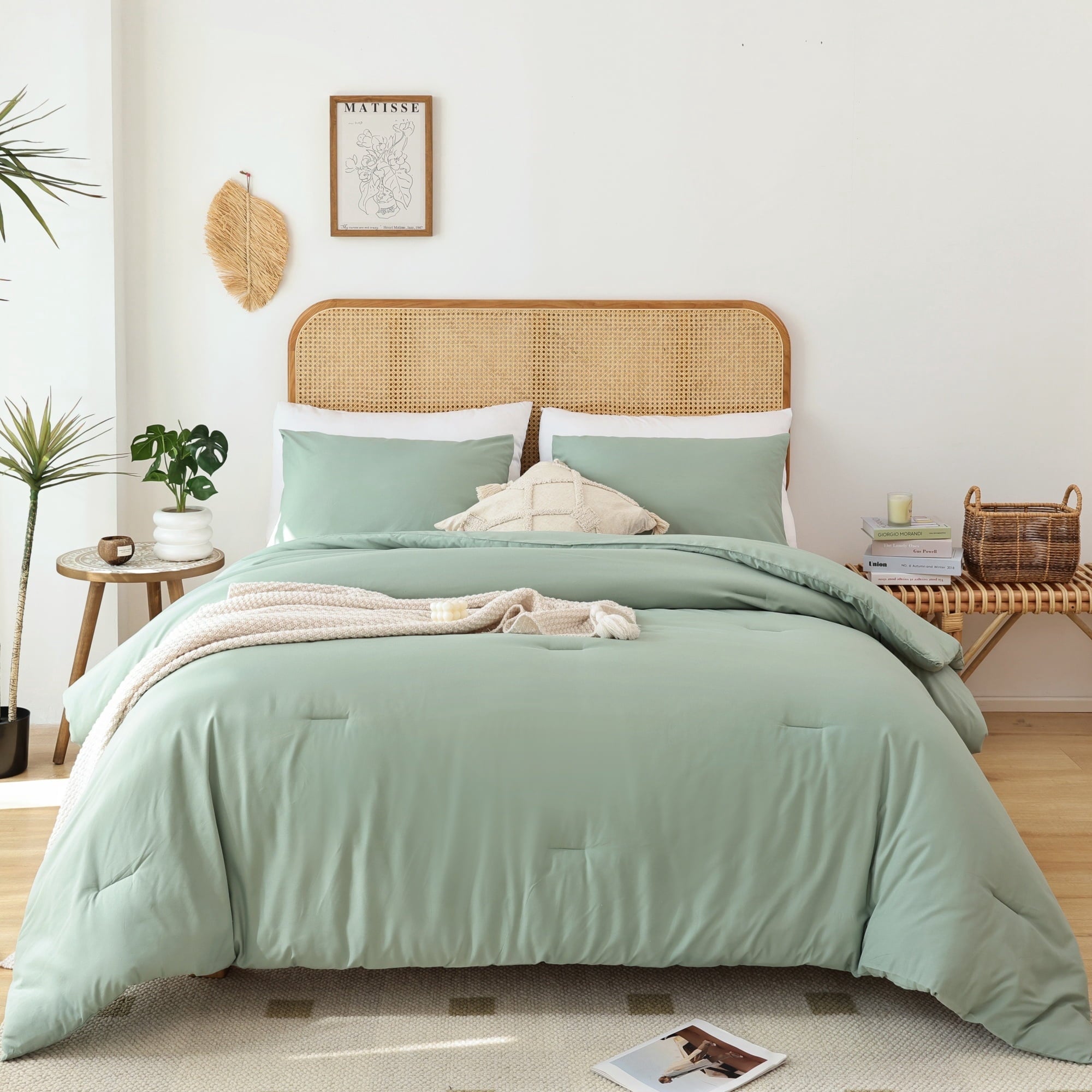 Heavyweight Warmth Queen Comforter Set For Adult, 3 Piece Sage Green Comforter Sets & Bedding For All Season - Cloud-Like Soft Lightweight Bed Comforter - Default Title