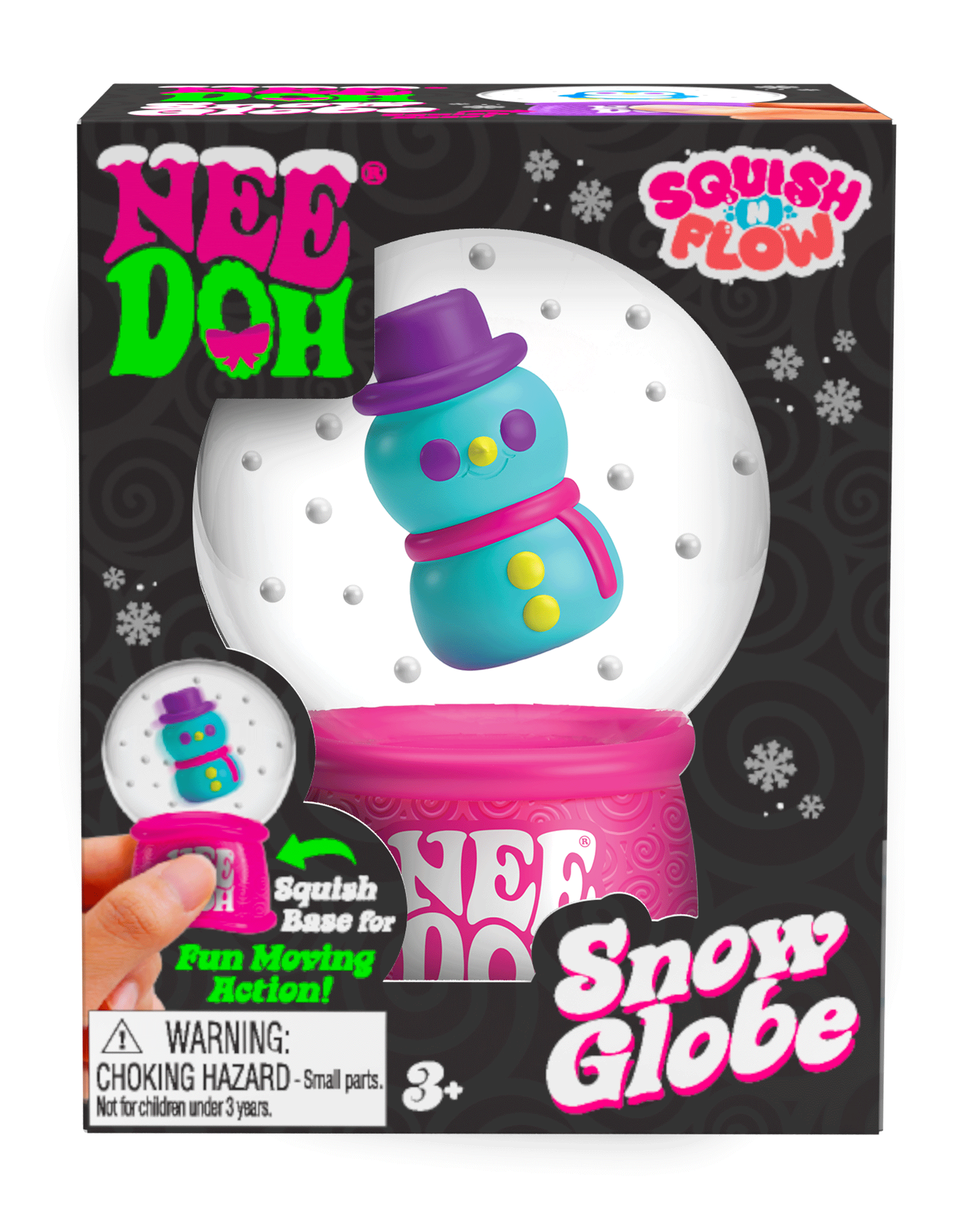 Ice-Cube Texture NeeDoh Squish N Flow Snow Globe | Signature Moonlit Lane - 3-Piece Assorted Nice Cubes Pack for Fidgeting Detail