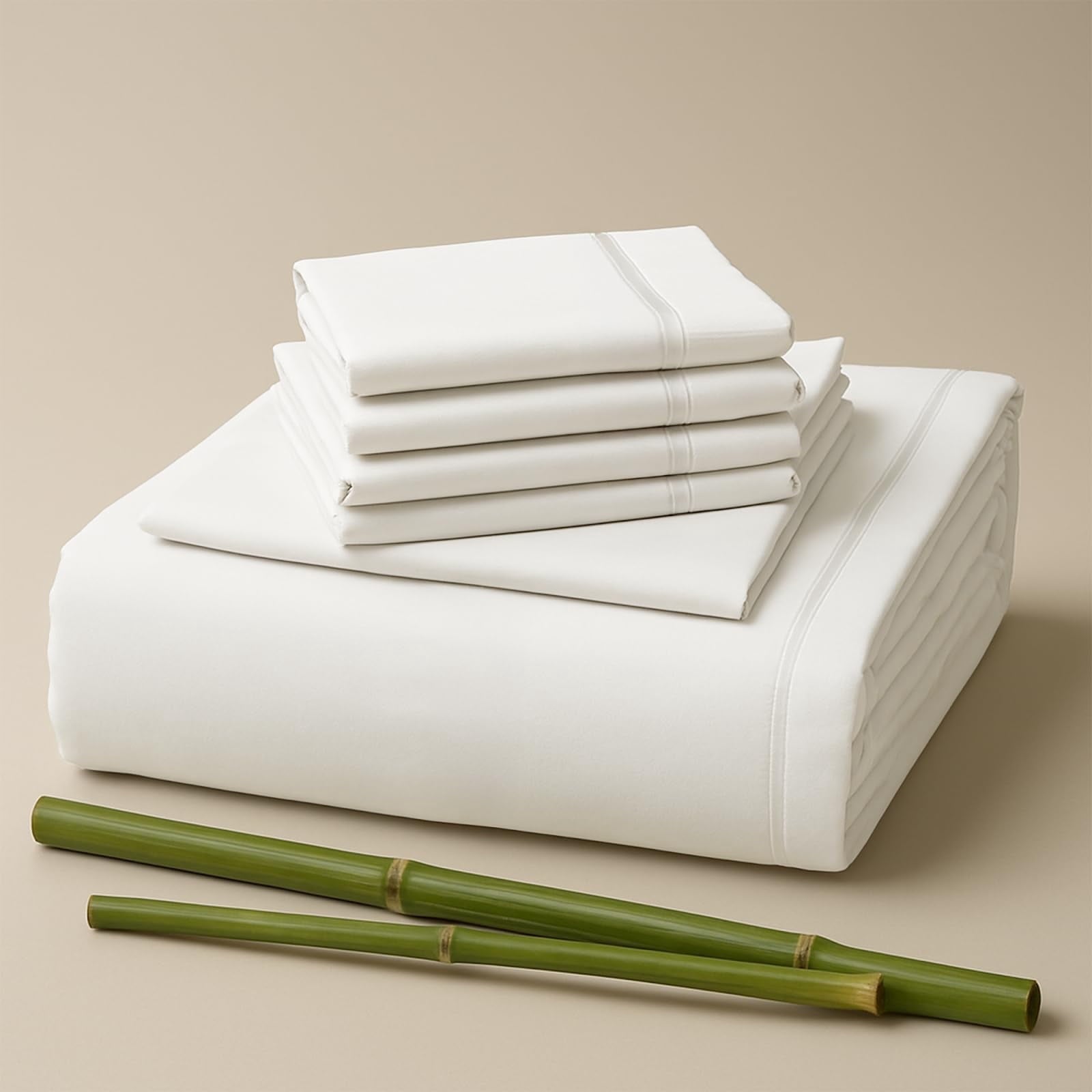 Cooling Sateen Sacred Thread Rayon Derived , 18'' Deep Pocket Cooling Sheets for Hot Sleepers, 6 PC Cooling Sheets (Queen Size - Cooling Hotel Quality Bedding Sheets and Pillowcases - Default Title