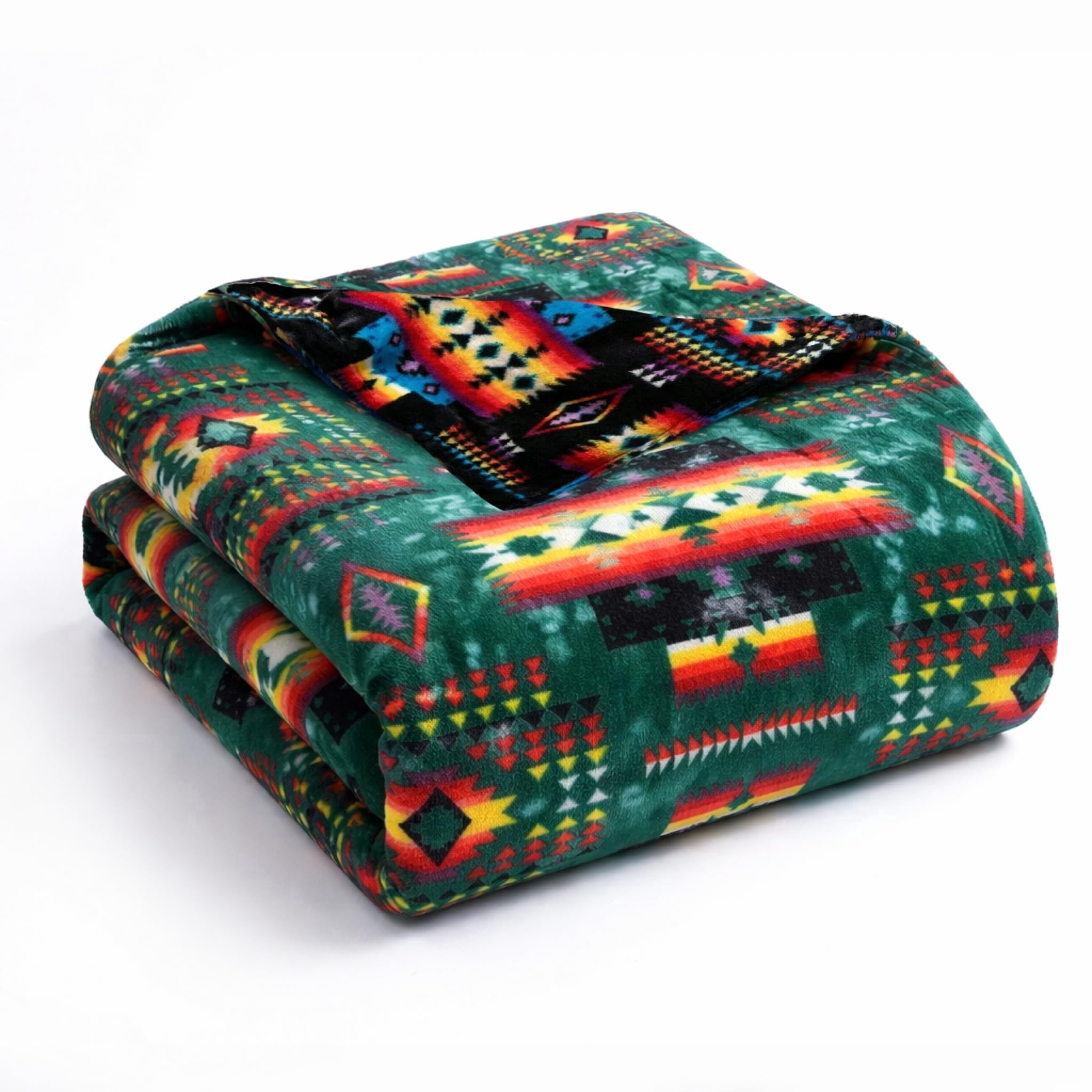 Reversible Sherpa Sacred Thread Fleece Blanket South Western, Reversible Mexican, Vibrant Aztec Blankets and Throws for Aztec Decor for... - Super Soft Reversible Sherpa Flannel Blanket - Default Title