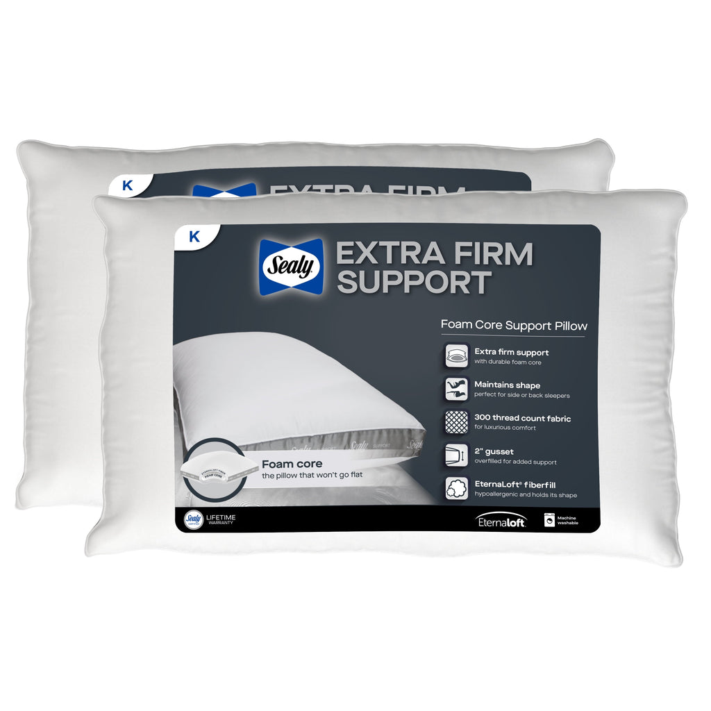Orthopedic Support Extra Firm Support Foam Core Pillow 2pk, King - Hotel Quality Plush Sleeping Pillows - Default Title