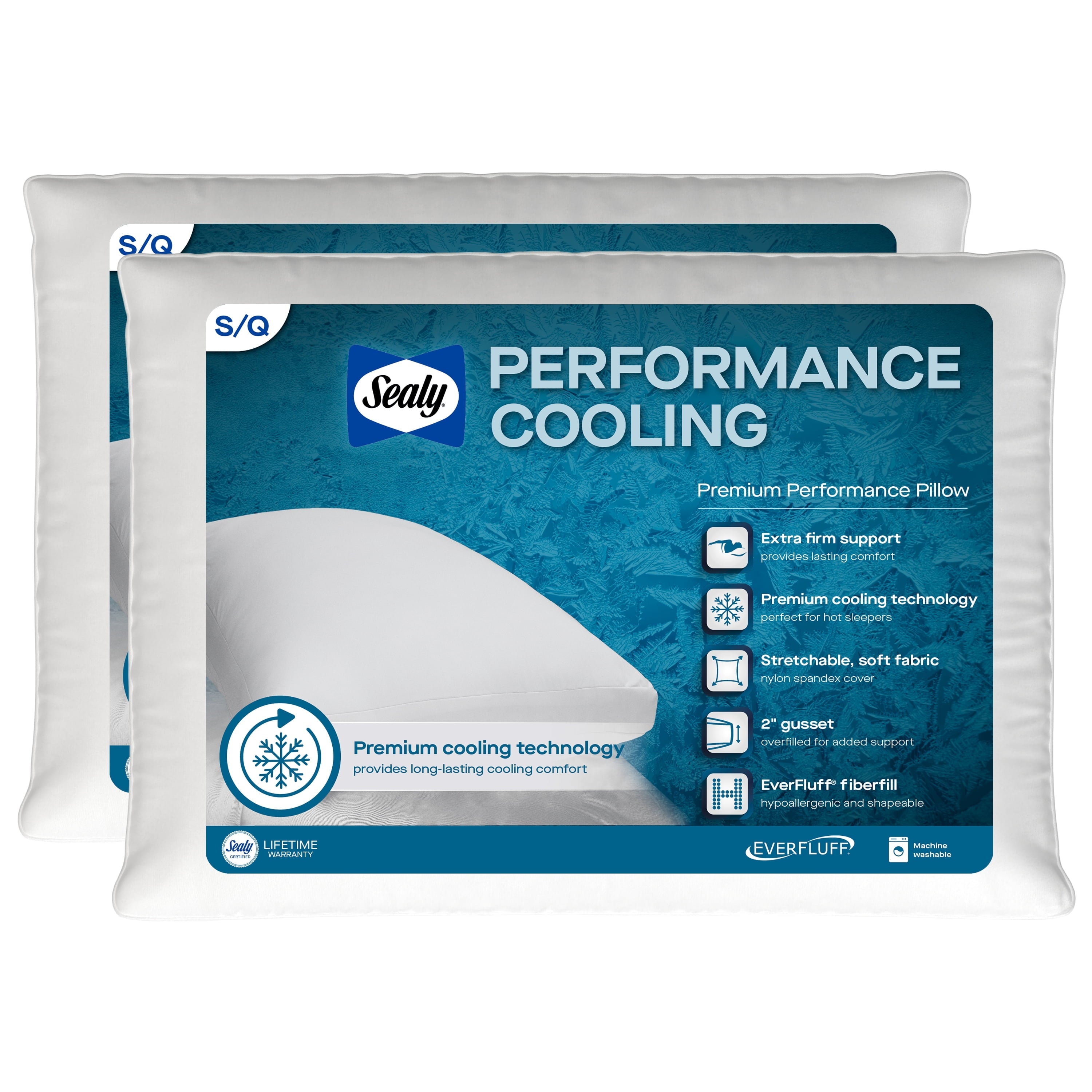 Decorative Plump Cooling Bed Pillow, Jumbo, White- Extra Firm, 2 Count - Orthopedic Shredded Foam Bed Pillow Set - Default Title