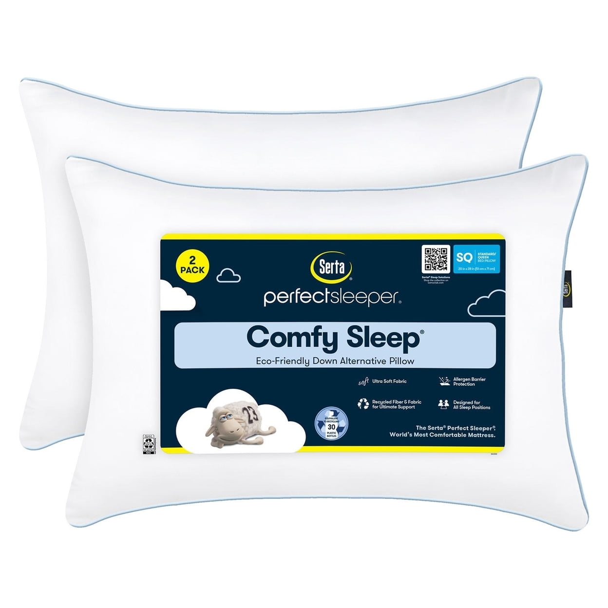 Ergonomic Memory Foam Comfy Sleep Eco-Friendly Bed Pillow Standard/Queen (2 Pk) - Orthopedic Shredded Foam Bed Pillow Set - Default Title