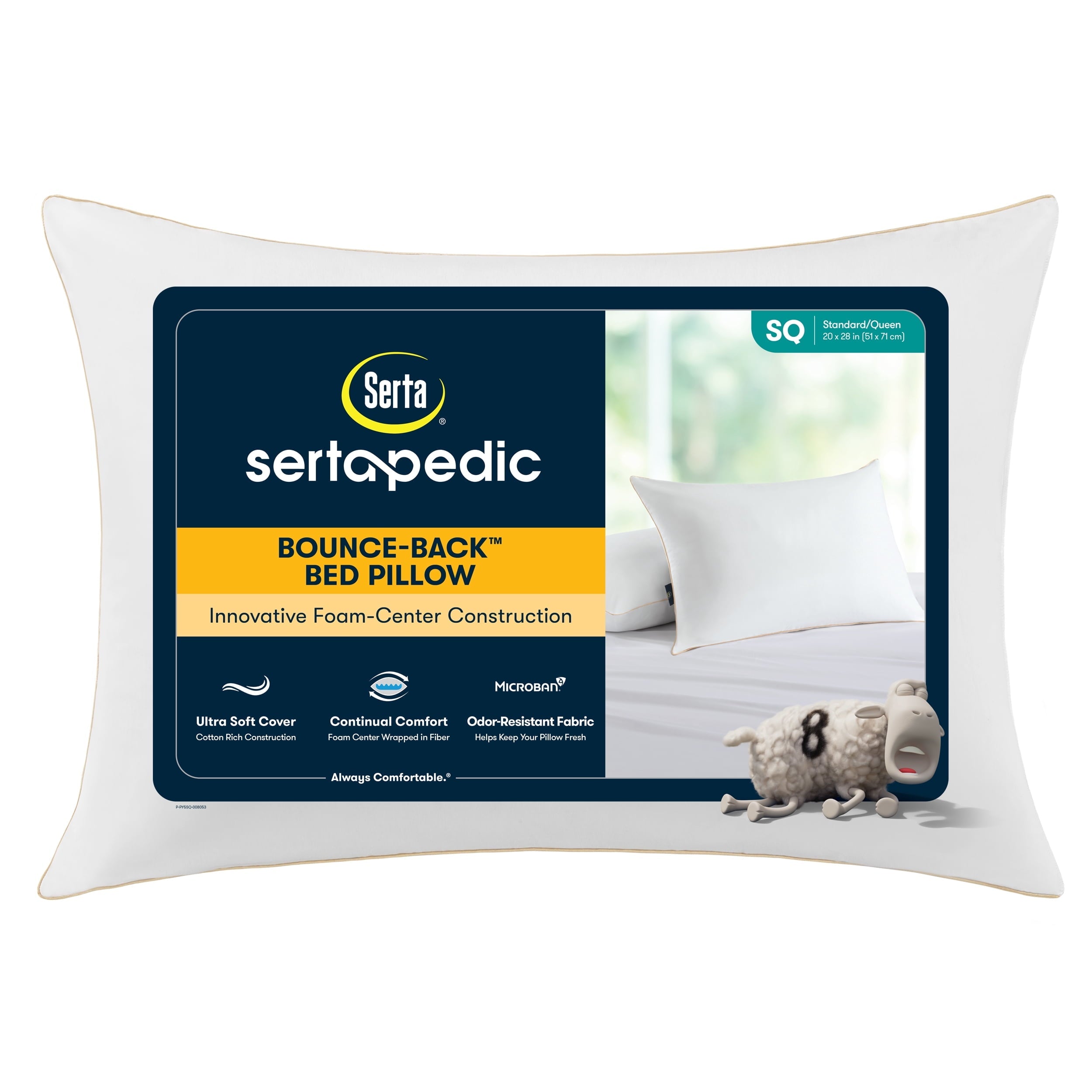 Ergonomic Memory Foam pedic Bounce Back Standard/Queen Bed Pillow, Hypoallergenic Fill - Ergonomic Memory Foam Pillow for Neck Pain Support - Default Title