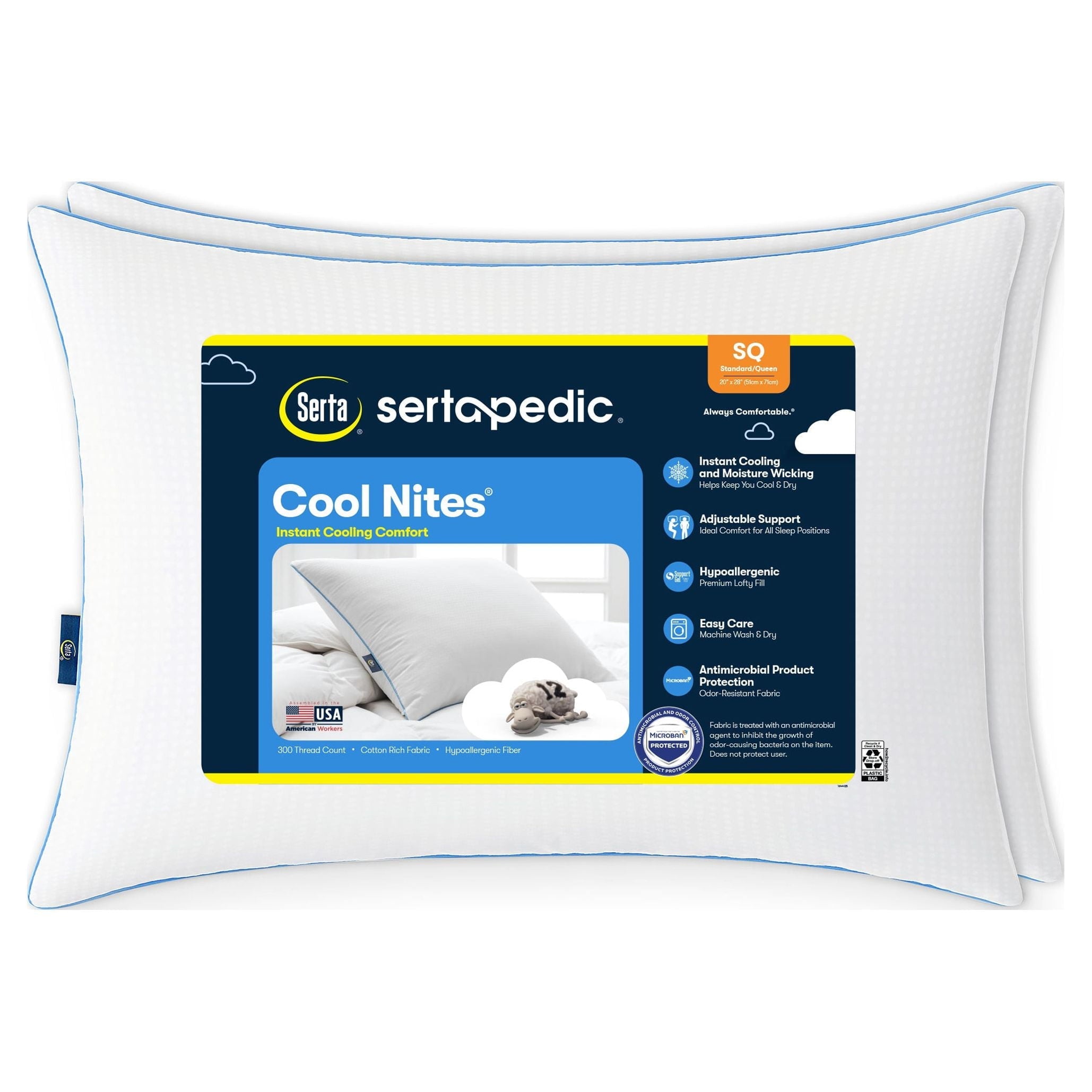 Hotel Collection Cool Nites Bed Pillow, Standard/Queen, 2 Pack - Orthopedic Shredded Foam Bed Pillow Set - Default Title