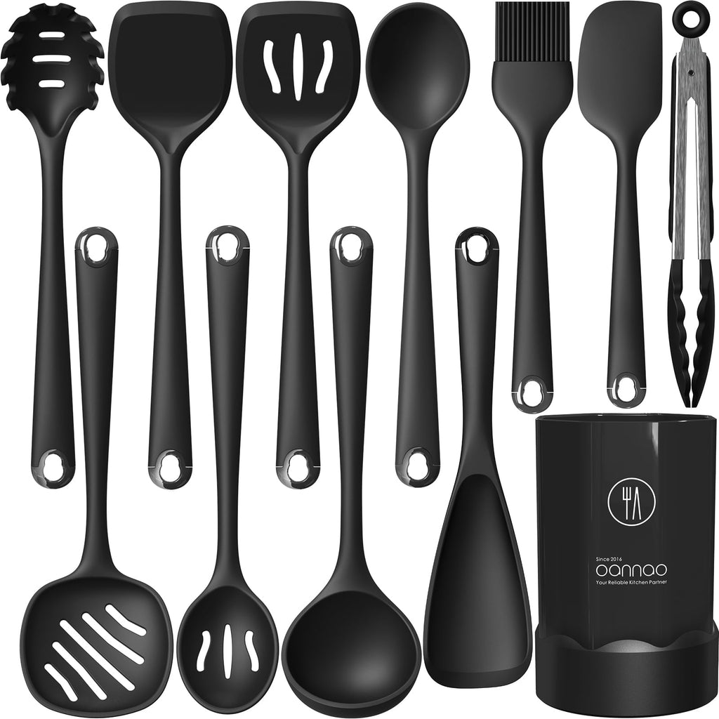 Seamless One-Piece Silicone Kitchen Utensils Set, 600°F Heat Resistant Silicone Cooking Utensils, Spatula, Spoon, Whisk, Tongs, Kitchen ... - Heat-Resistant Silicone Cooking Spatula Turner - Default Title