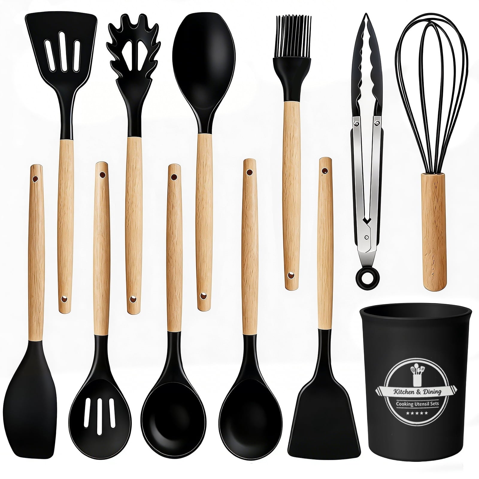 Heavy Duty Silicone Cooking Utensils Set, Heat Resistant Kitchen Cooking Utensils Set, 12 PCS Handle Silicone Kitchen Gadgets Ut... - Multi-Purpose Hand Tool for Daily Meal Prep - Default Title