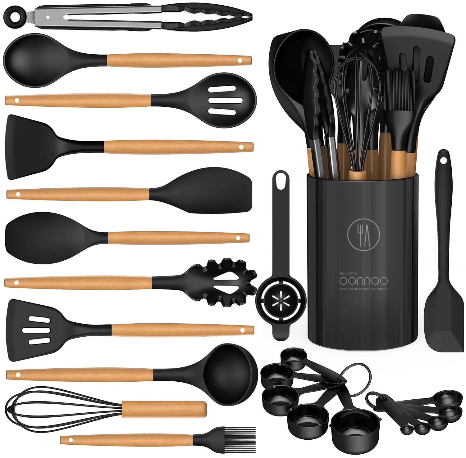 Professional Grade Silicone Cooking Utensils Set - Silicone Kitchen Utensils for Cooking Wooden Handles, 446°F Heat Resistant Kitchen Ut... - Heavy Duty Stainless Steel Kitchen Shears - Default Title
